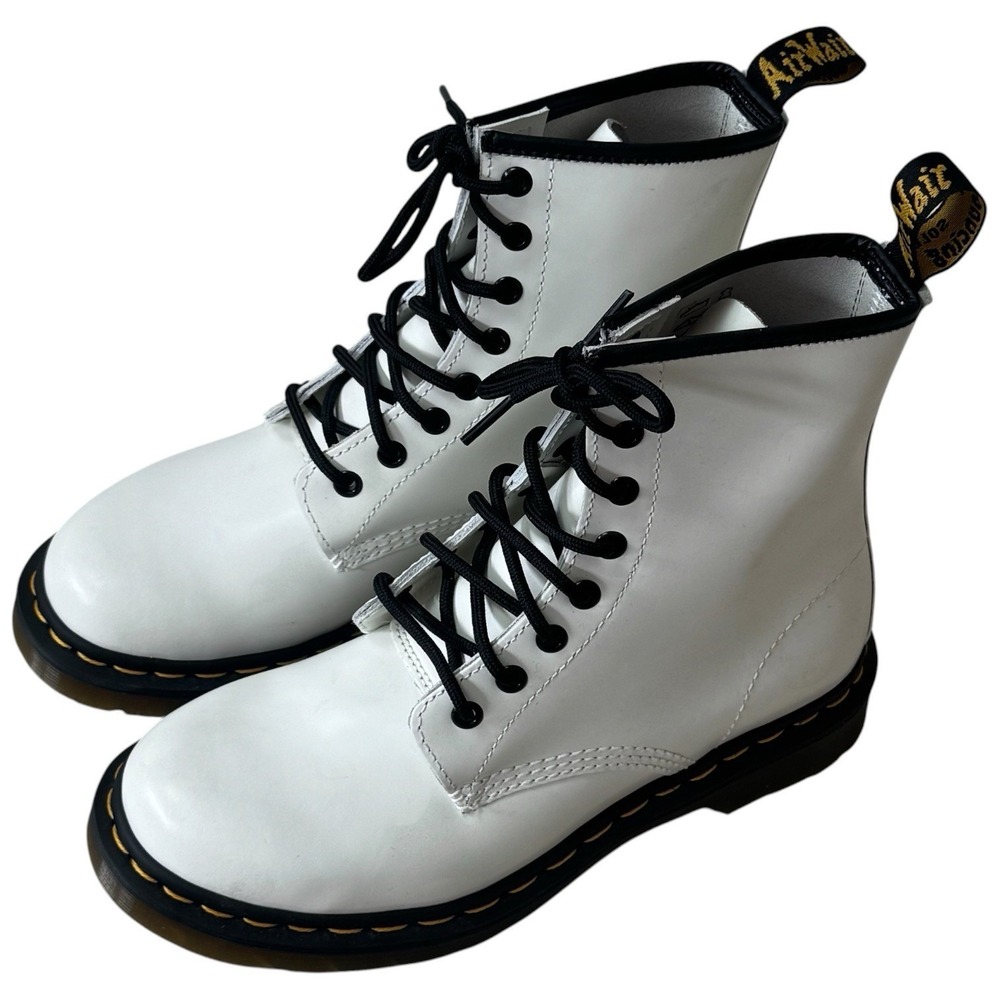 Dr. Marten's Patent Leather White 1460 Lace‎ Up Boots Capsule Grunge Rocker 8 - Picture 3 of 9